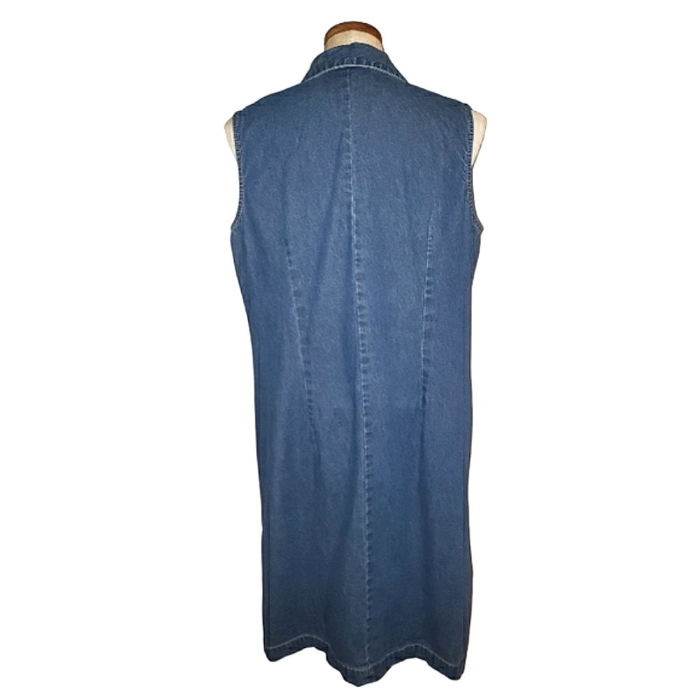 JG Hook Vintage Sleeveless Collared Red Bandana Neck Denim Sheath Jean Dress 16 - Picture 3 of 16